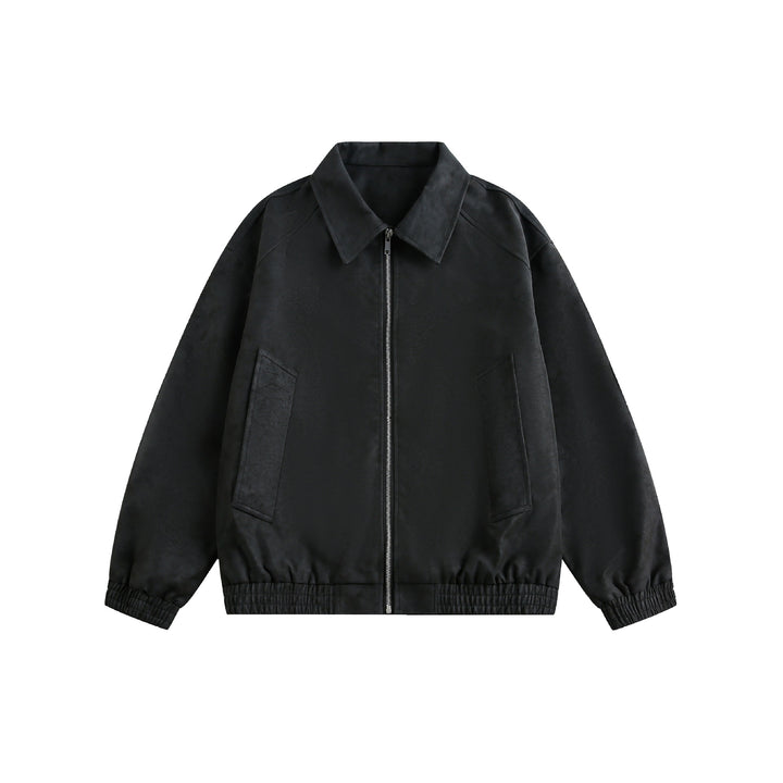 Women's short cut boxy transitional jacket with shirt collar and elastic hem Mune Fashion