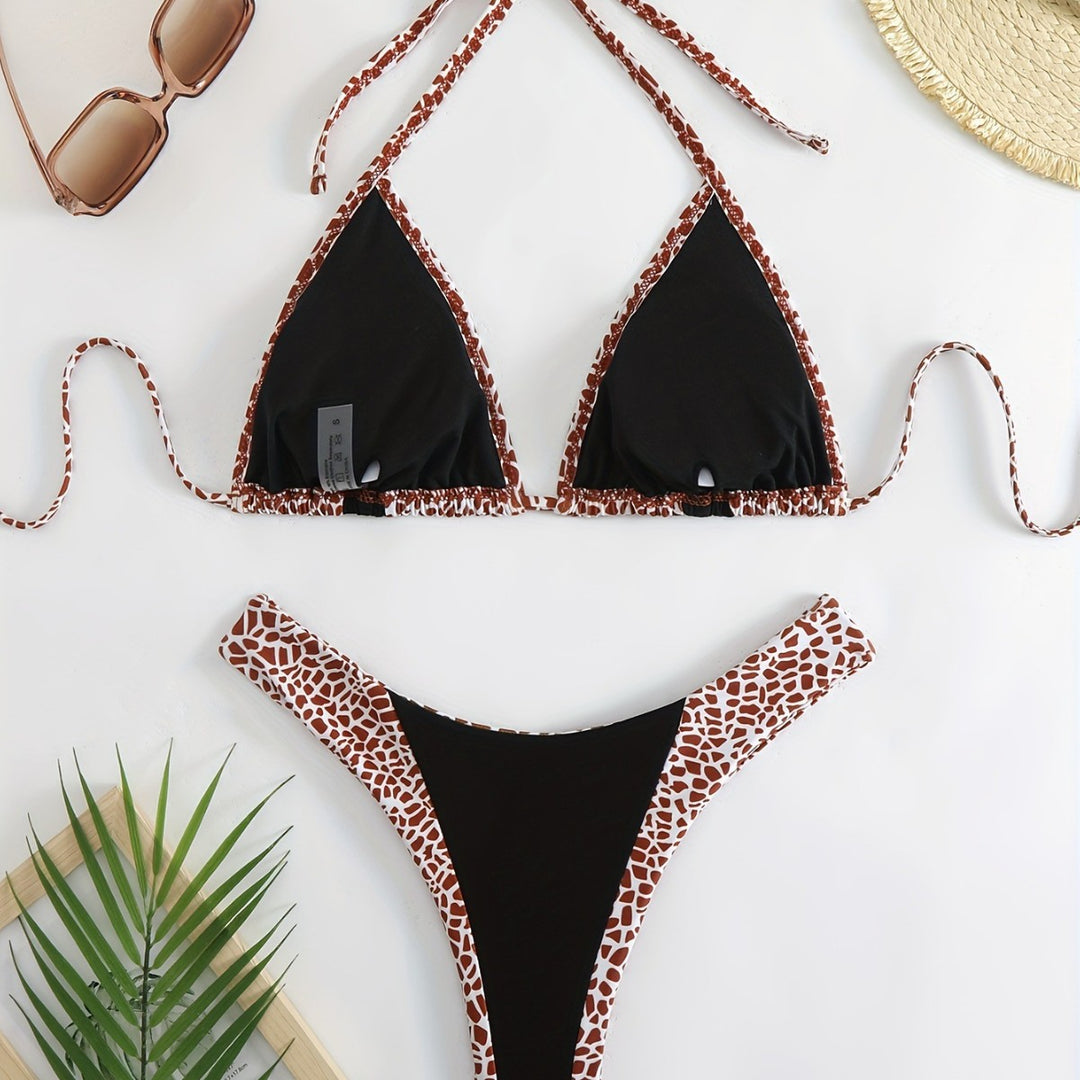 Ladies triangle bikini with stylish giraffe pattern Mune Fashion