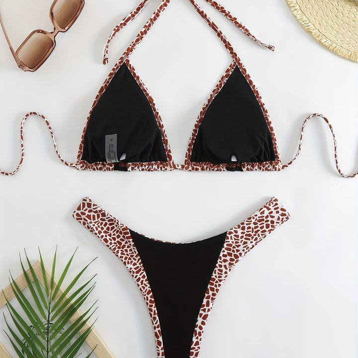 Ladies triangle bikini with stylish giraffe pattern Mune Fashion