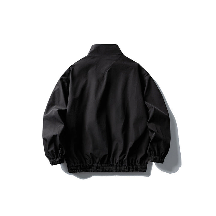 Men's Windbreaker Jacket in Boxy Cut with Stand-up Collar and Elastic Hem Mune Fashion