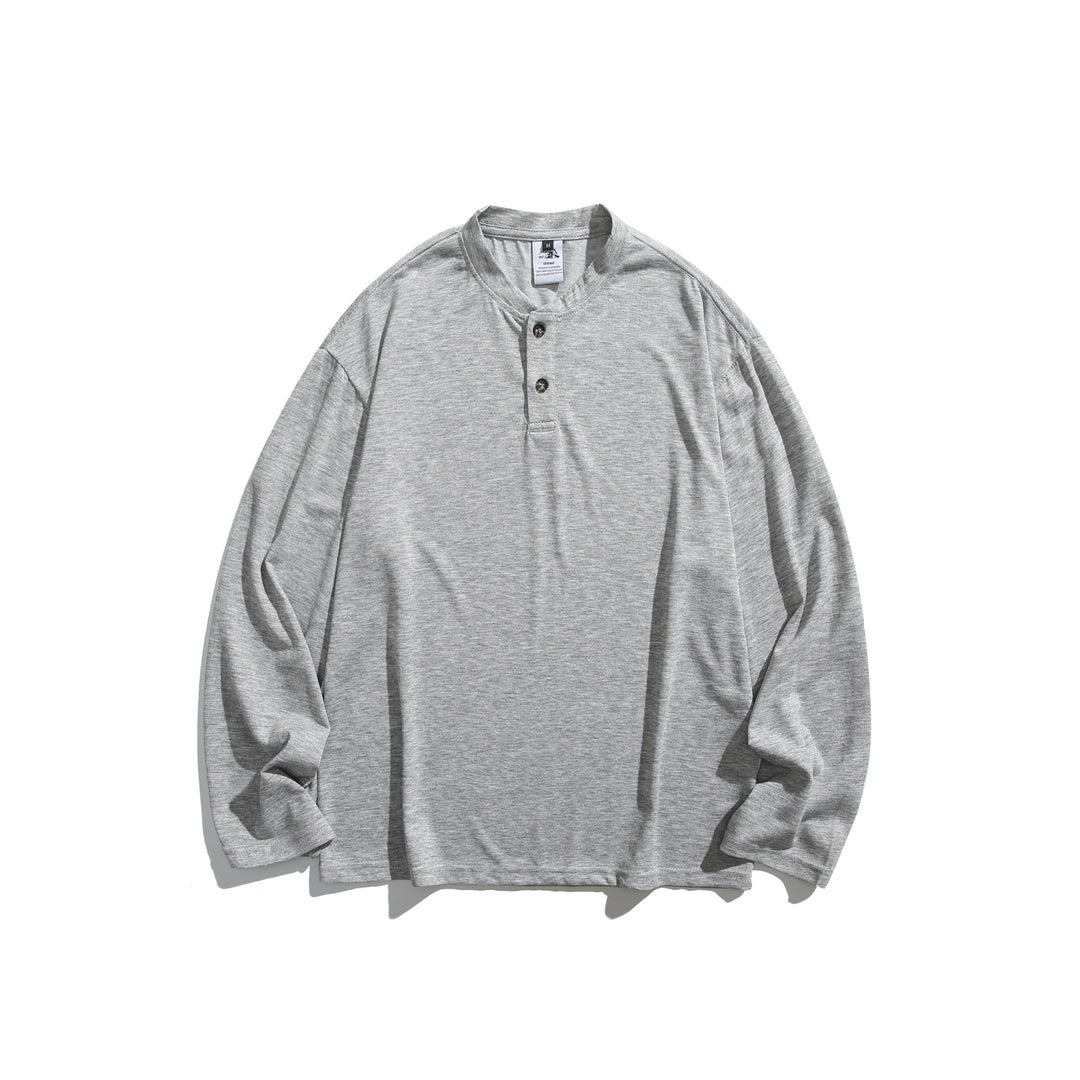 Unisex Long Sleeve Henley Shirt with Short Button Placket and Relaxed Fit Mune Fashion