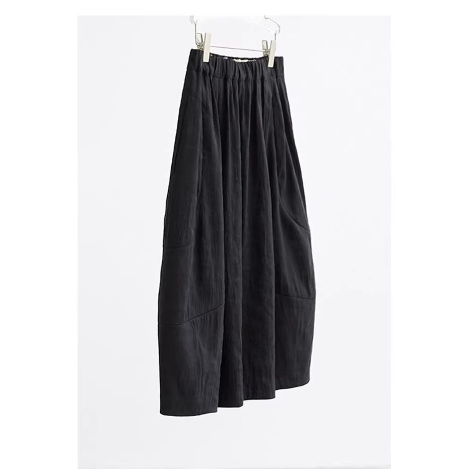 Ladies Comfortable, Loose Linen Skirt with Waist Drawstring Mune Fashion
