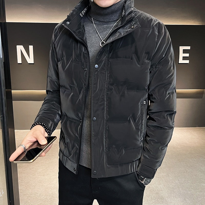 Men's short-cut quilted thermal jacket with stand-up collar and concealed zipper Mune Fashion