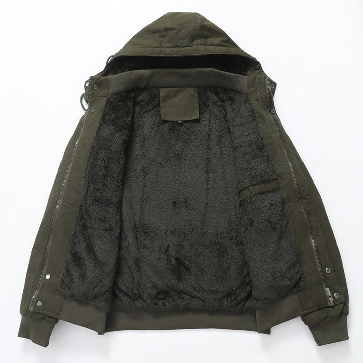 Men's Windproof Canvas Jacket with Teddy Lining and Hood Mune Fashion