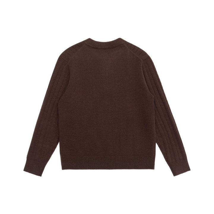 Men's Cable Knit Half Zip Sweater with Stand Collar and Ribbed Hem Mune Fashion