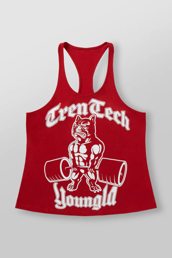 Men's form-fitting fitness tank top with bulldog graphic and extra deep armholes Mune Fashion
