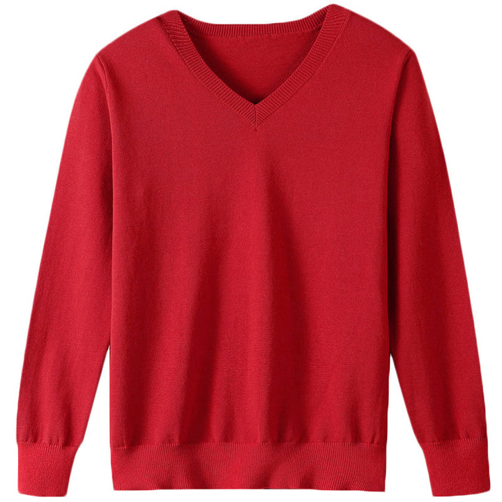 Women's Lightweight V-Neck Fine Knit Sweater made of Cashmere-Soft Cotton Blend with Elastic Ribbed Cuffs Mune Fashion