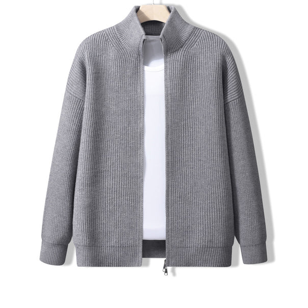 Men's Stylish Cardigan with High Collar and Zipper Mune Fashion