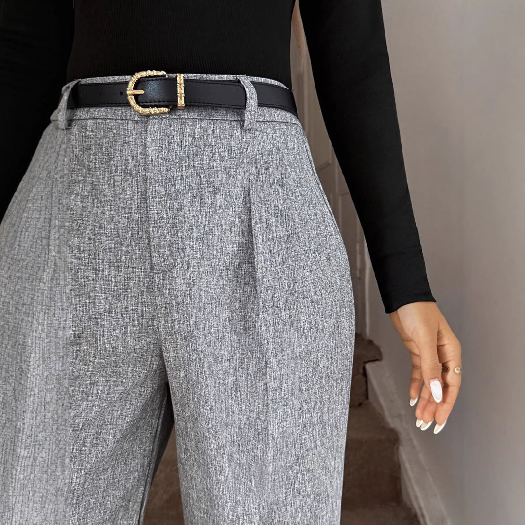 Ladies Elegant Palazzo Pants with High Waist and Fine Linen Texture Mune Fashion