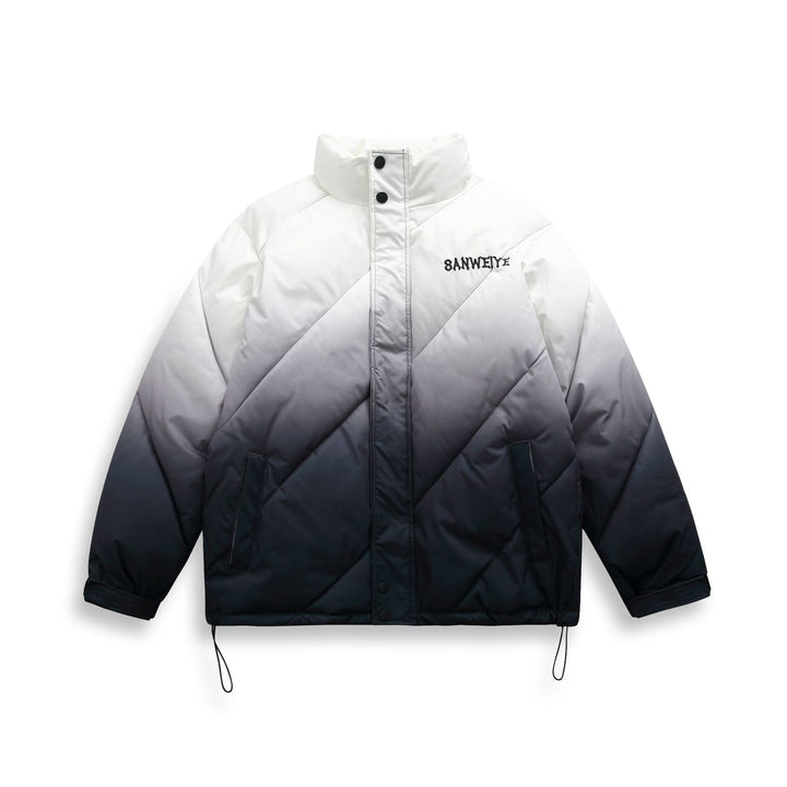 Unisex Short Cut Padded Jacket with Ombre Gradient and Diagonally Quilted Structure Mune Fashion