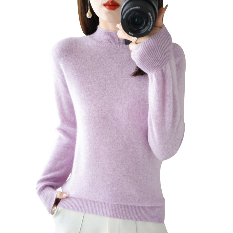 Women's Short Roll Neck Sweater in Cashmere Look with Extra Long Ribbed Cuffs Mune Fashion