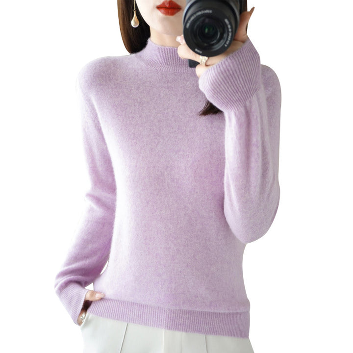 Women's Short Roll Neck Sweater in Cashmere Look with Extra Long Ribbed Cuffs Mune Fashion
