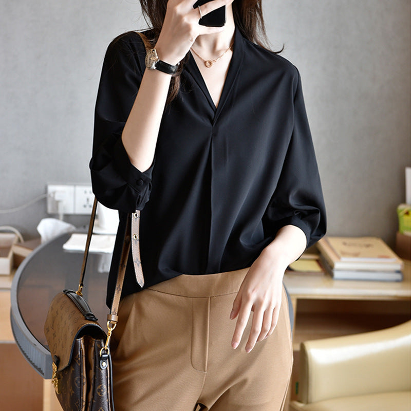 Women Elegant Blouse with Balloon Sleeves Mune Fashion