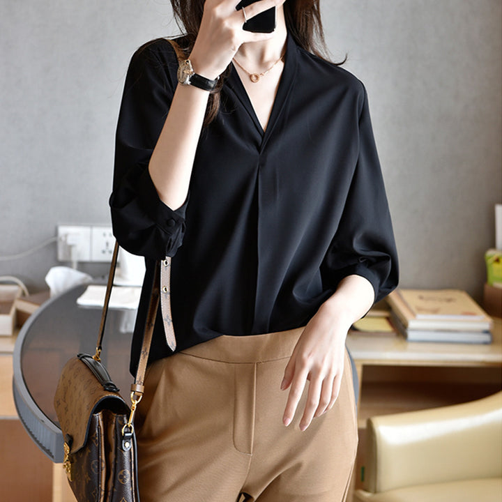 Women Elegant Blouse with Balloon Sleeves Mune Fashion