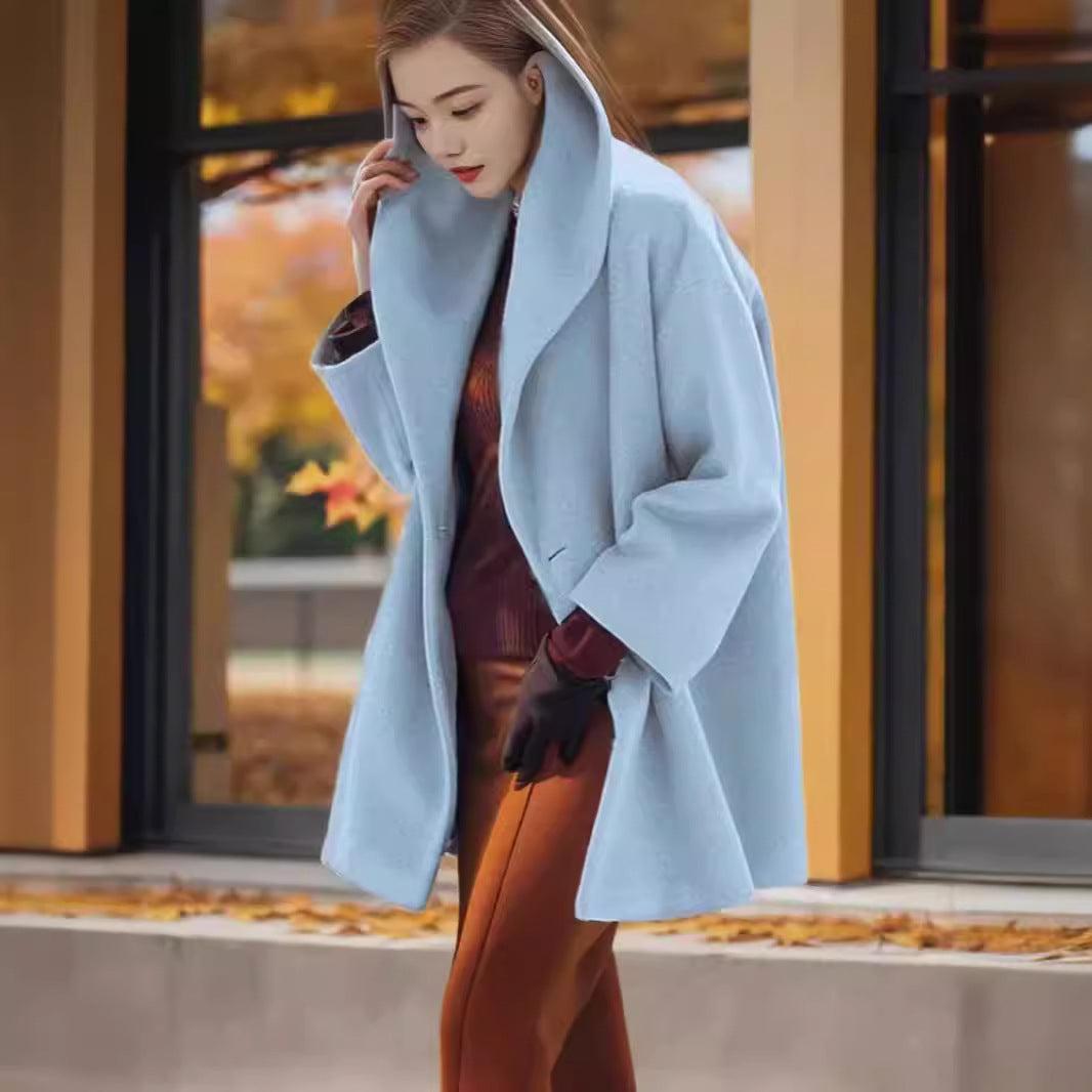 Women's Hooded Teddy Coat in Oversized A-Line Cut with Dropped Shoulders Mune Fashion