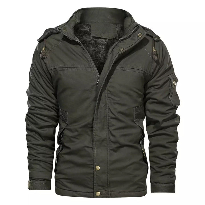 Men's robust canvas military jacket with warming teddy lining and hood Mune Fashion