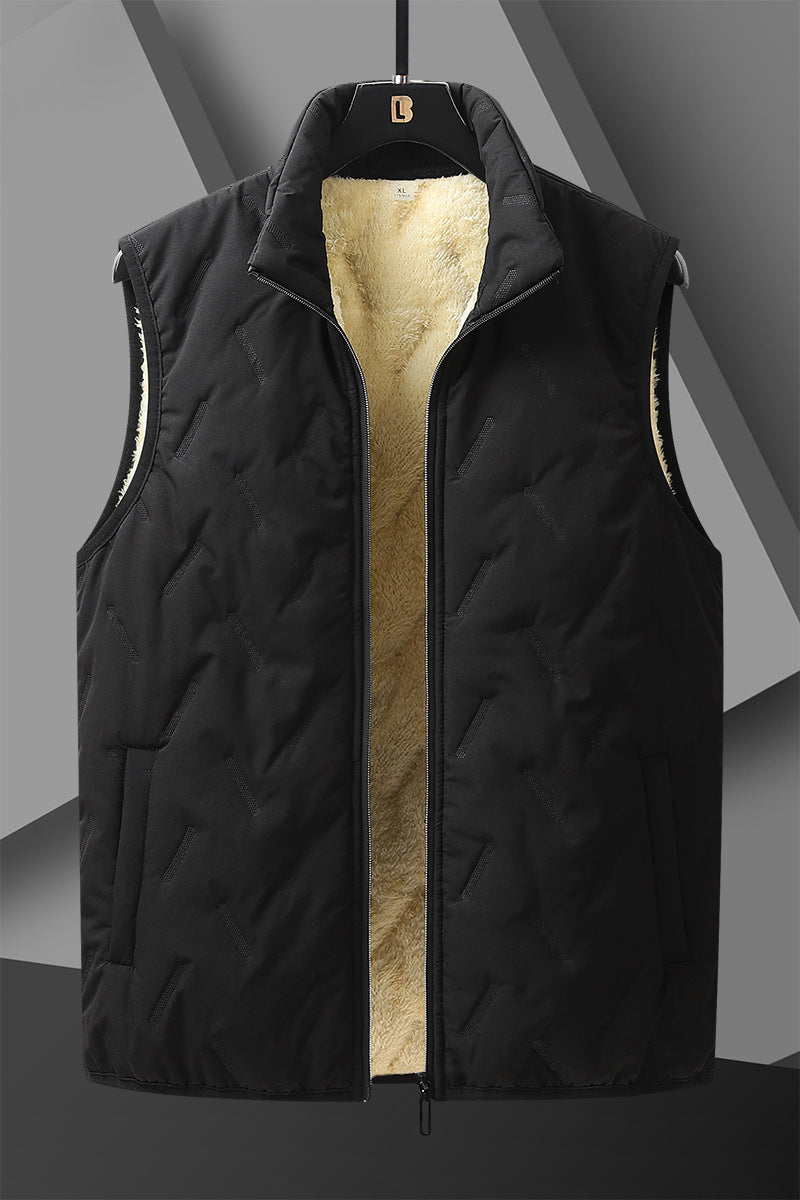 Men's Reversible Thermal Quilted Vest with Warming Teddy Lining & High Neck Stand Collar Mune Fashion