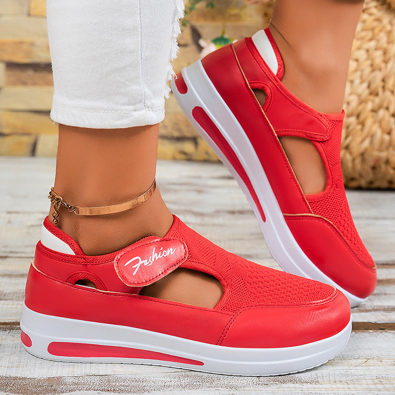 Women's ergonomic Mary Jane slip-on sneakers made of 3D knit with Velcro and shock-absorbing platform sole Mune Fashion