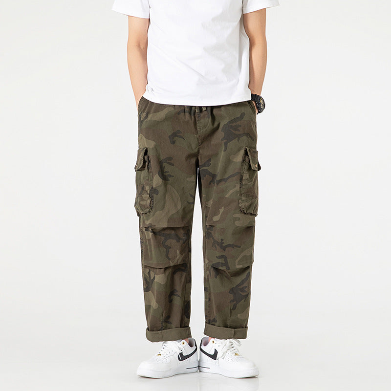 Men's Loose-Fit Cargo Pants in Army Style with Elastic Waistband, Drawstring, and Multifunctional Pockets Mune Fashion