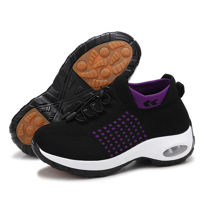 Women's breathable knitted platform sneakers with air cushion support and elastic shaft Mune Fashion