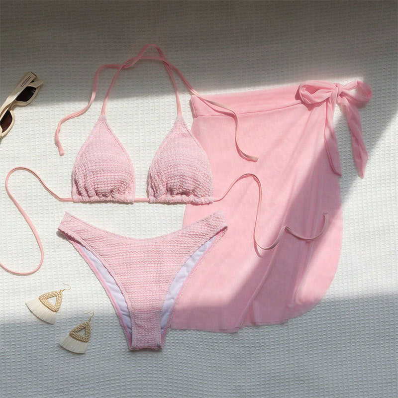 Women Triangle Bikini with airy wrap skirt Mune Fashion