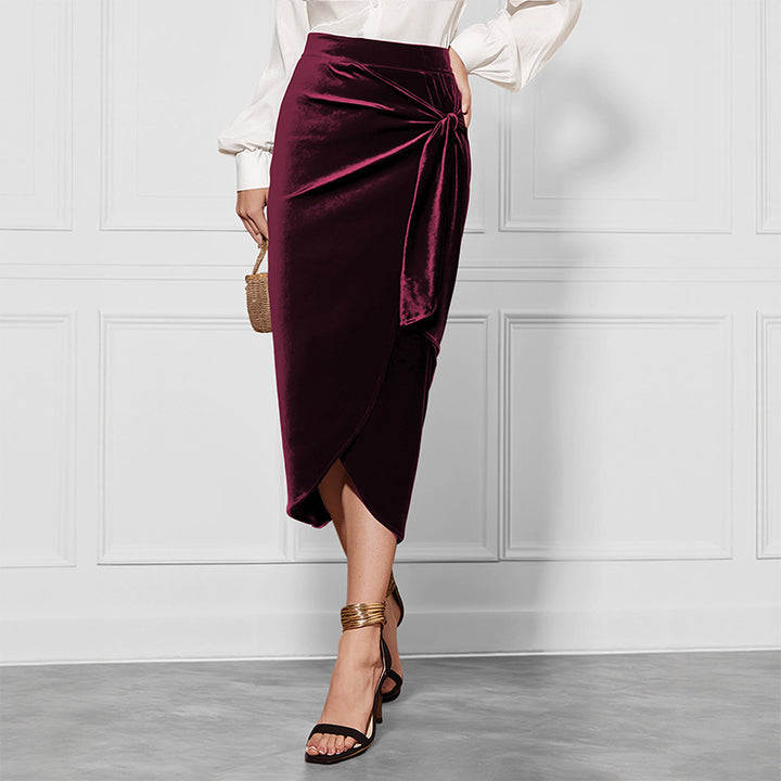 Ladies Elegant Wrap Skirt with Waist Belt Mune Fashion