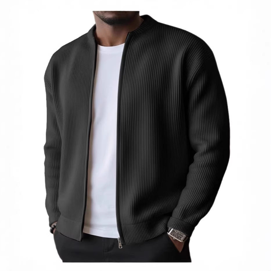 Men's Ribbed Bomber Cardigan with Full Zip EB