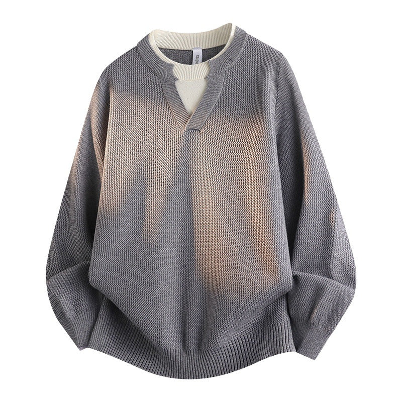 Women's Stylish Chunky Knit Sweater with V-Neck Mune Fashion