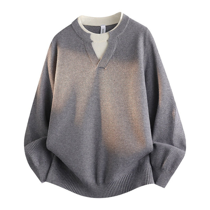 Women's Stylish Chunky Knit Sweater with V-Neck Mune Fashion