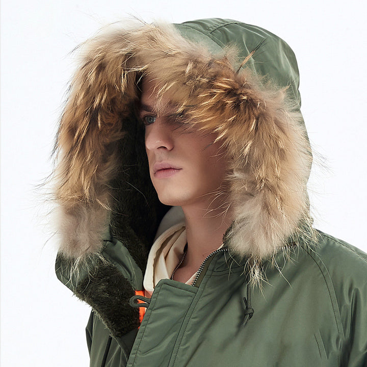 Men's Heavy Thermal Parka in Expedition Style with Faux Fur Hood and Multi-Pockets Mune Fashion