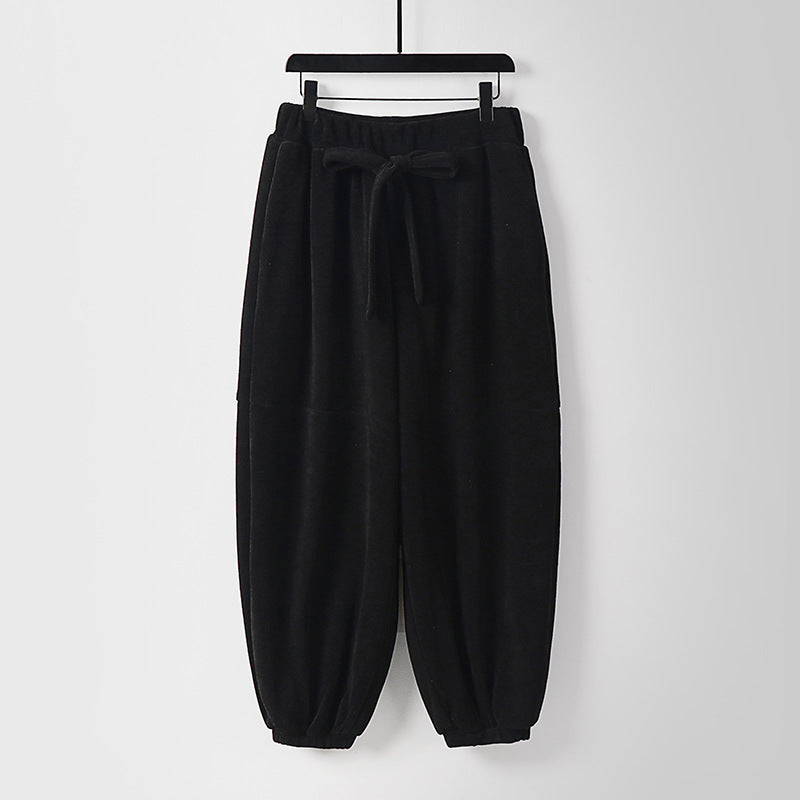 Women loose-fitting harem pants with elastic waistband and tie belt Mune Fashion