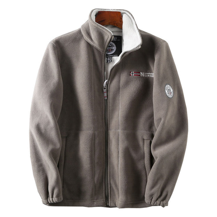 Men's nan fleece jacket with high stand-up collar, continuous zipper and elastic cuffs Mune Fashion