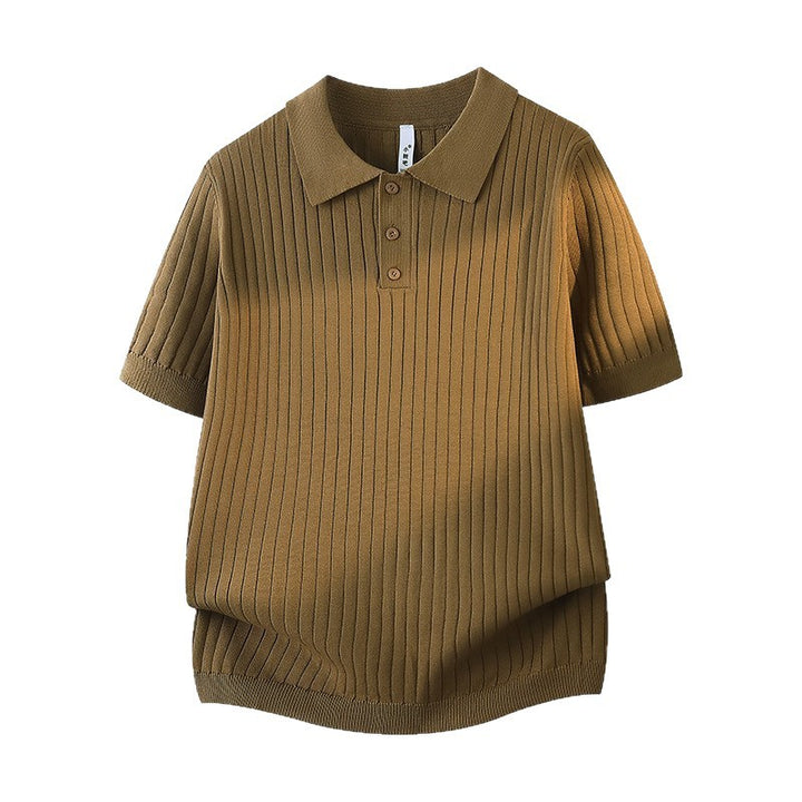 Ladies Fashion Short Sleeve Polo Shirt with Ribbed Texture Mune Fashion