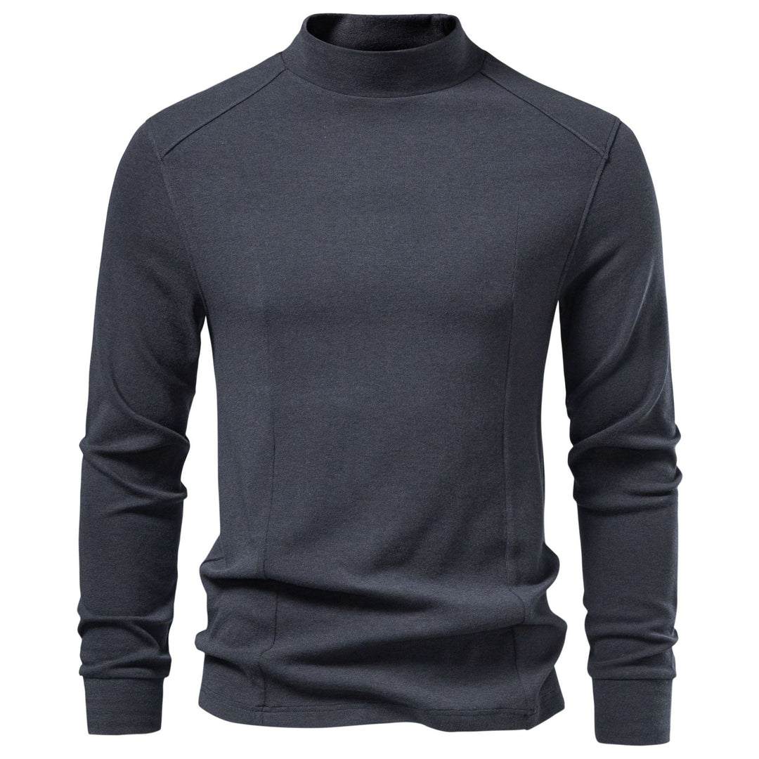 Men's Long Sleeve Sweatshirt with Narrow Standing Collar and Cotton Blend Mune Fashion
