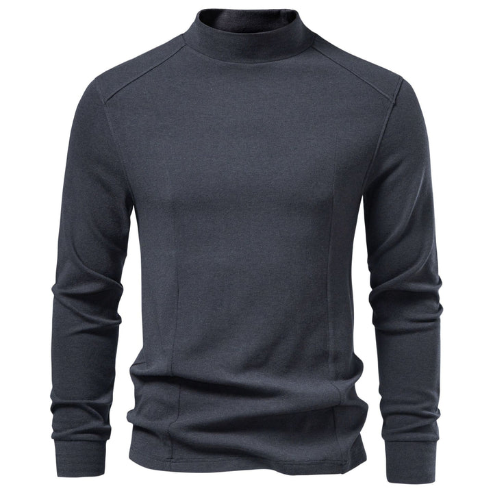 Men's Long Sleeve Sweatshirt with Narrow Standing Collar and Cotton Blend Mune Fashion