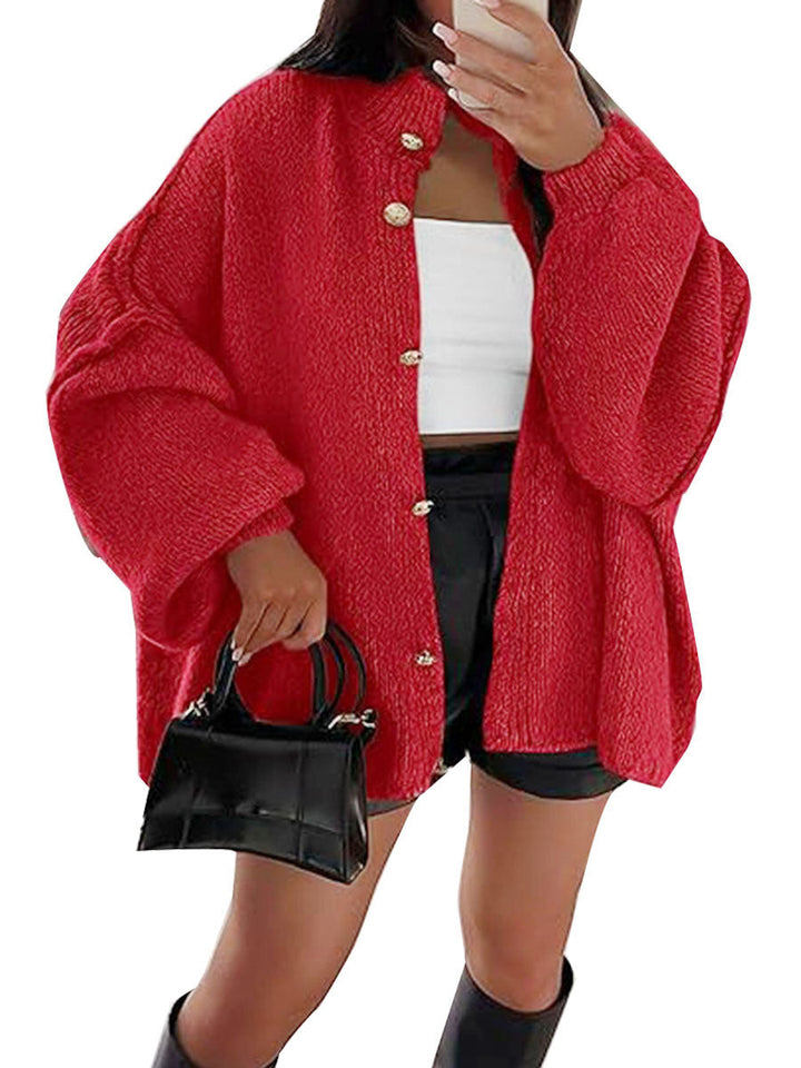 Women's Fluffy Cardigan with Dropped Shoulders Mune