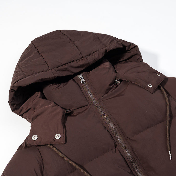 Women's Short Padded Hoodie with Waist Drawstring and Two-Way Zipper Mune Fashion