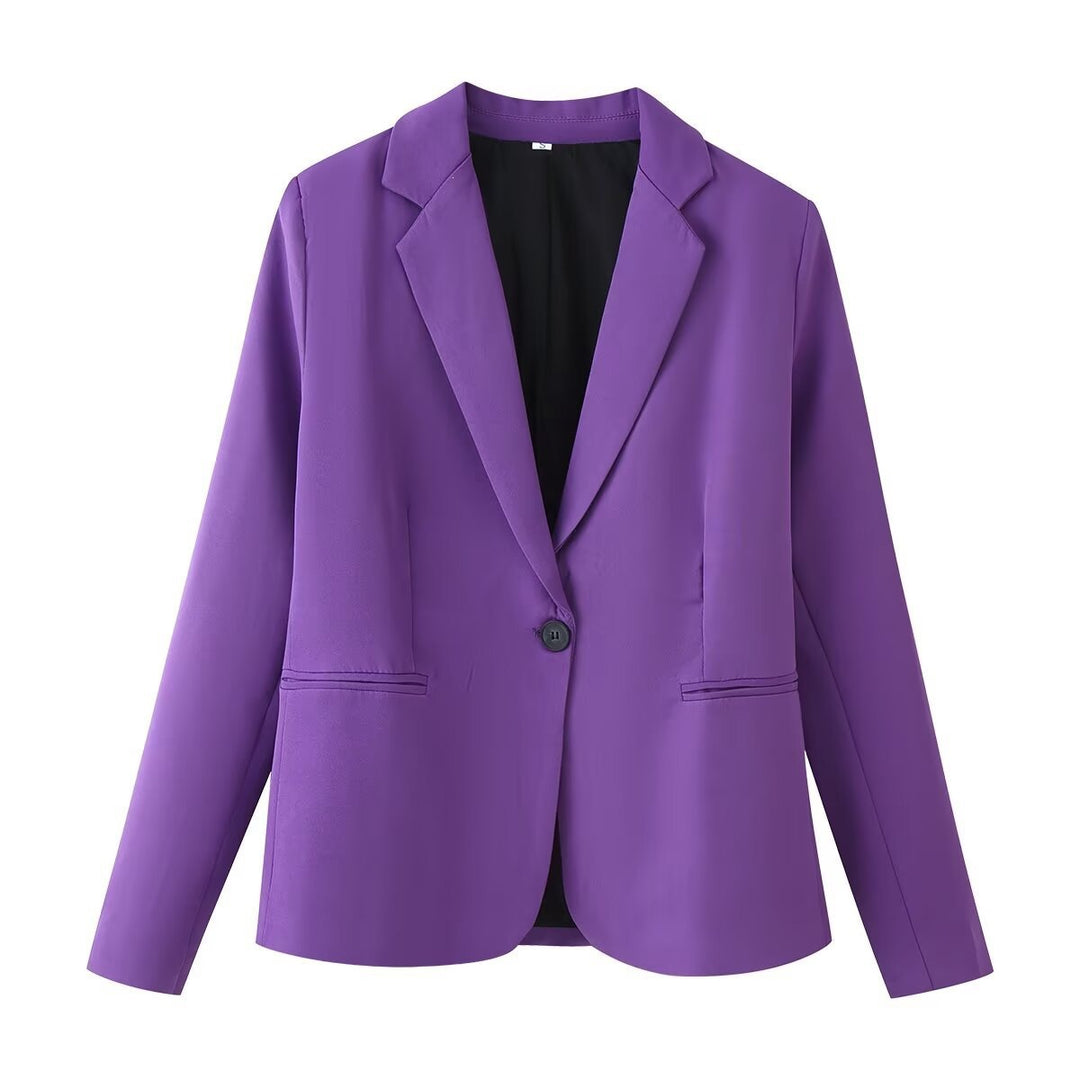 Women's Single-breasted Tailored Blazer with Narrow Lapels and Piped Pockets Mune Fashion