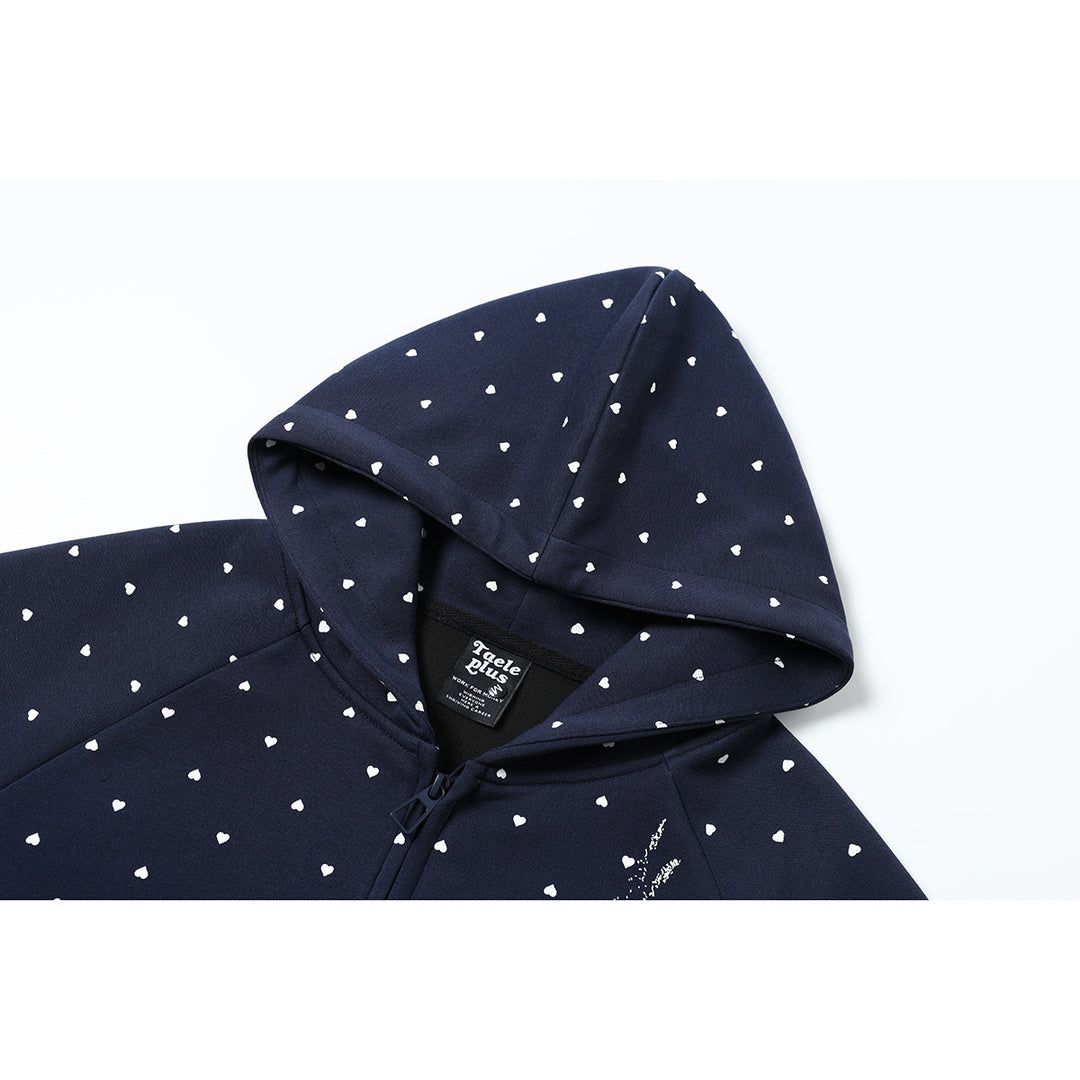 Women's zip hoodie in heart all-over with treble clef print and kangaroo pockets Mune Fashion