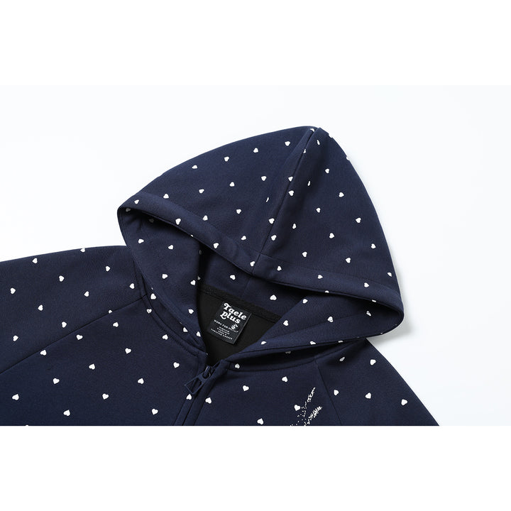 Women's zip hoodie in heart all-over with treble clef print and kangaroo pockets Mune Fashion