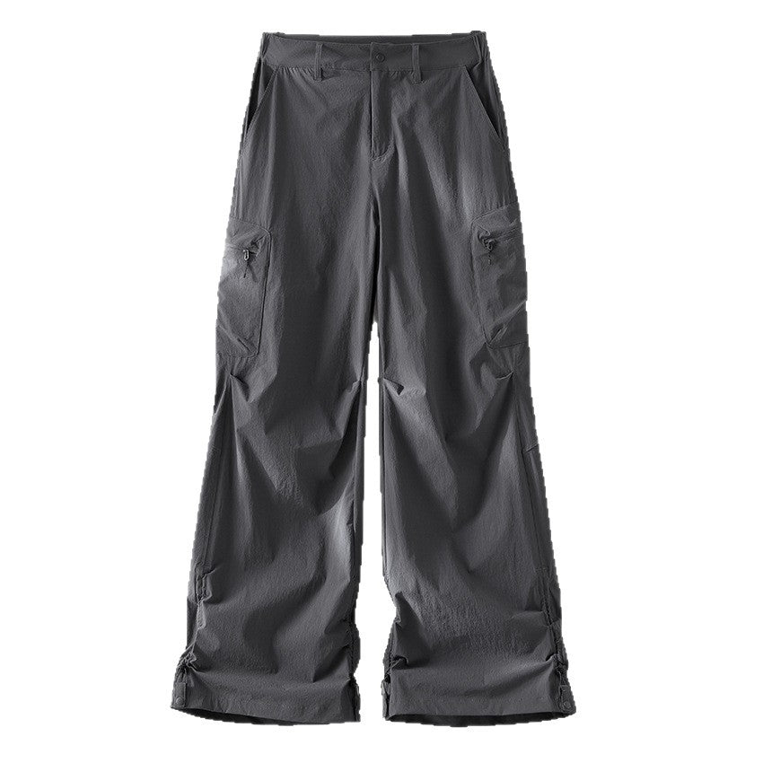 Women Wide Cargo Pants with Adjustable Hem and Multifunctional Pockets Mune Fashion