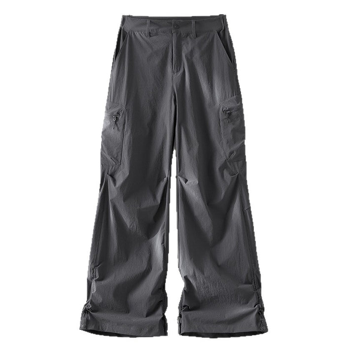 Women Wide Cargo Pants with Adjustable Hem and Multifunctional Pockets Mune Fashion