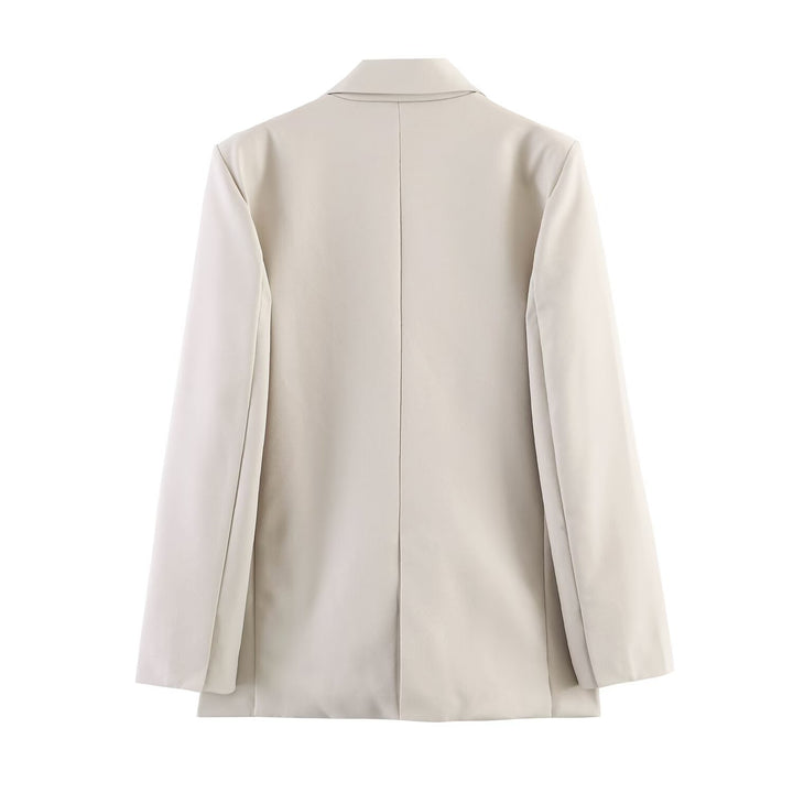 Women's Two-Piece Business Suit Set with Boxy Two-Button Blazer and Wide High-Rise Trousers Mune Fashion