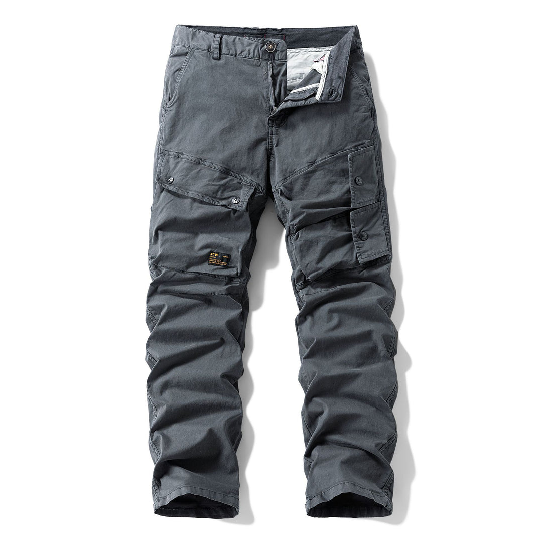 Men's Robust Canvas Cargo Pants with Elastic Waistband, Knee Panels and Flap Pockets Mune Fashion