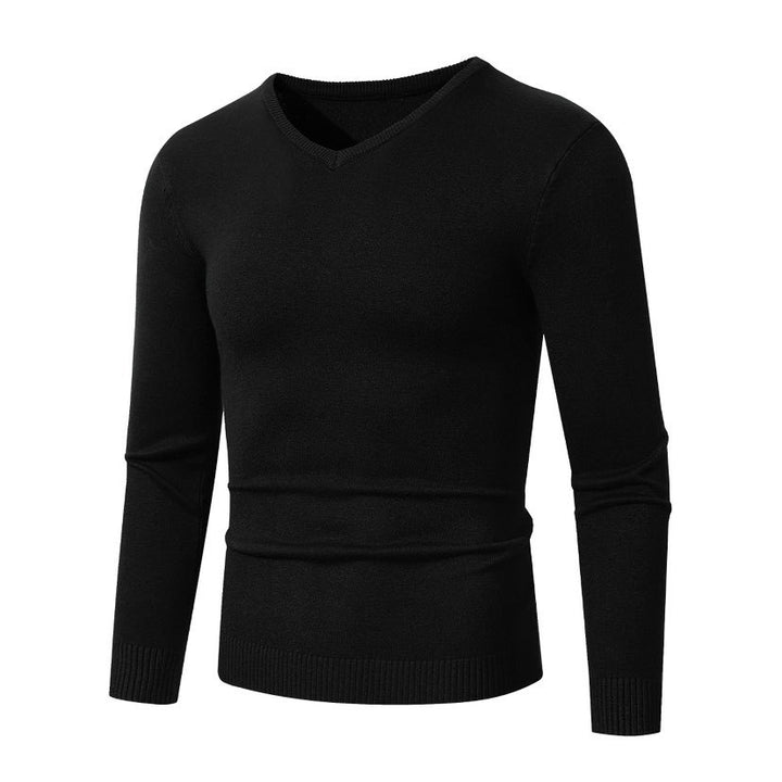 Men's Slim Fit Fine Knit V-Neck Sweater with Ribbed Cuff and Breathable Cotton Blend Mune Fashion