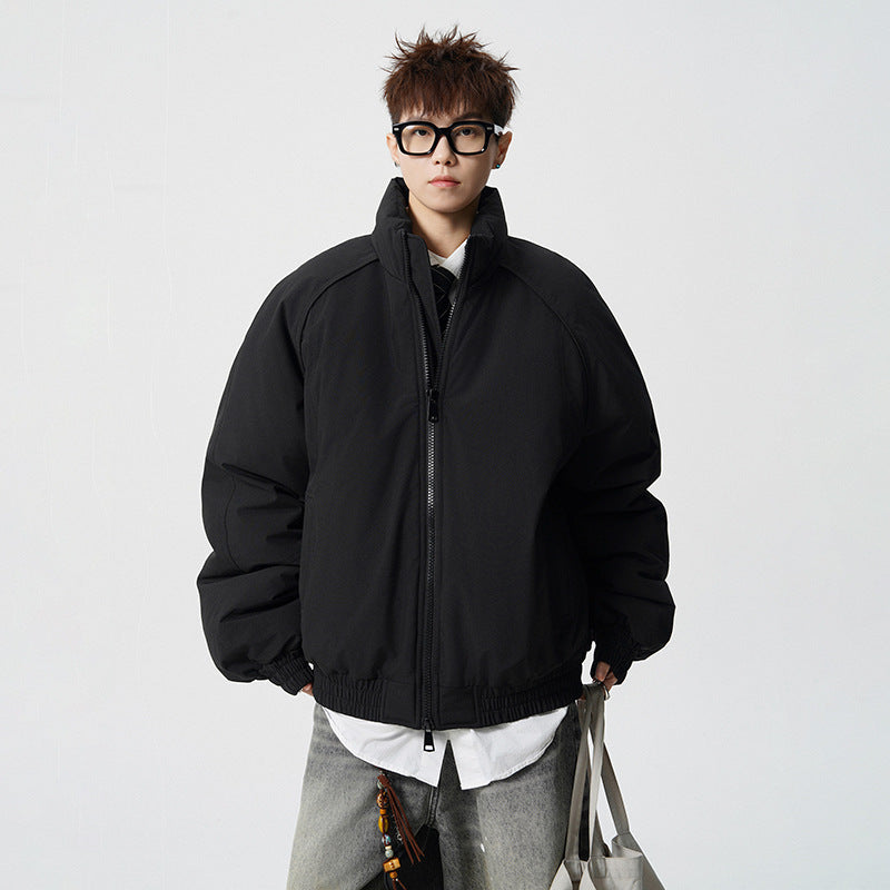 Men's Oversized Windbreaker with Stand Collar and Elastic Cuffs Mune Fashion