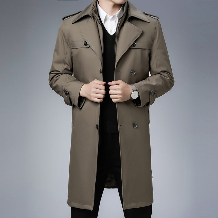 Men's classic water-repellent trench coat with double button row and epaulettes Mune Fashion