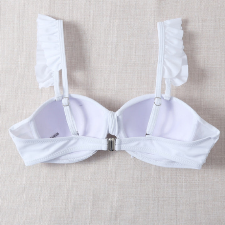 Women's Push-Up Bikini Top with Decorative Knot and Ruffles Mune Fashion