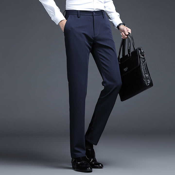 Men's Formal Slim-Fit Suit Trousers with Stretch Waistband and Crease Mune Fashion