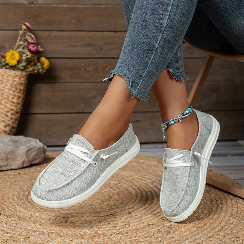 Women’s casual linen slip-ons with cushioned memory footbed and non-slip flexible sole Mune Fashion